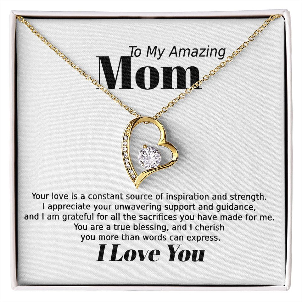 Mom Inspiration and Strength Forever Love Heart Necklace Gift In Gold or Silver