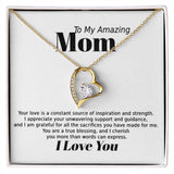 Mom Inspiration and Strength Forever Love Heart Necklace Gift In Gold or Silver