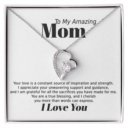Mom Inspiration and Strength Forever Love Heart Necklace Gift In Gold or Silver