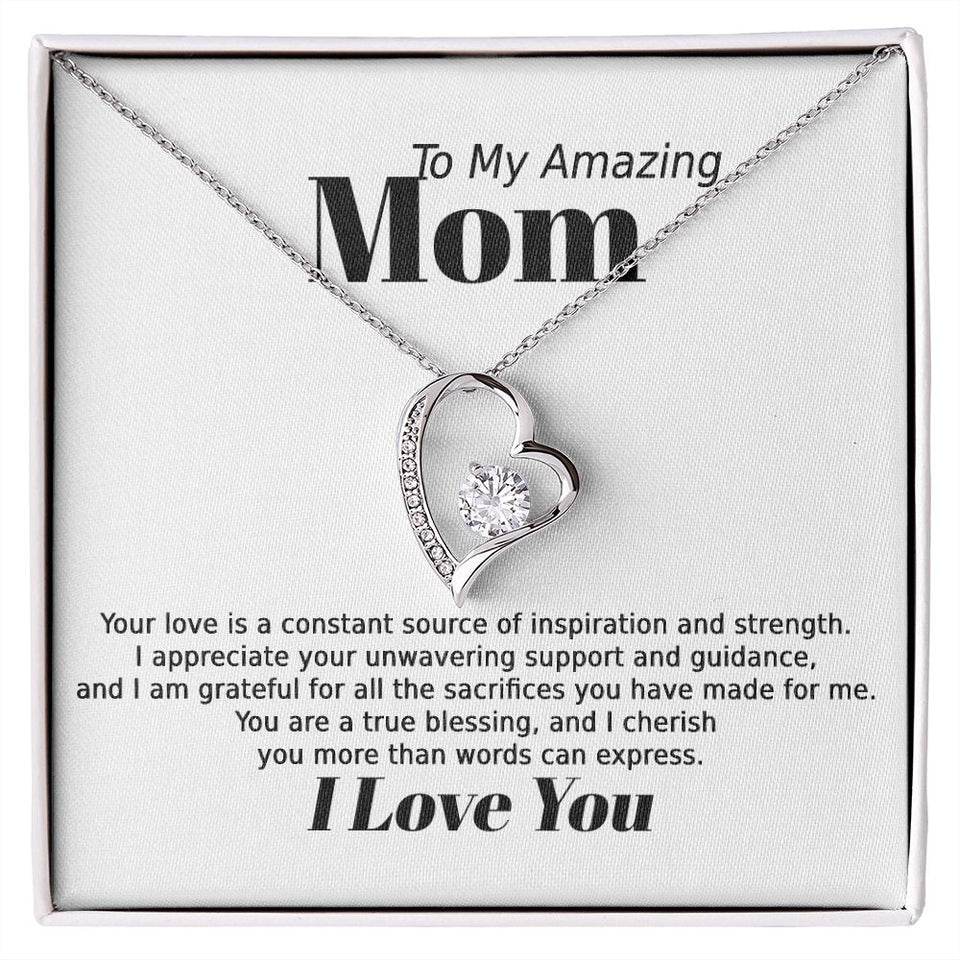 Mom Inspiration and Strength Forever Love Heart Necklace Gift In Gold or Silver