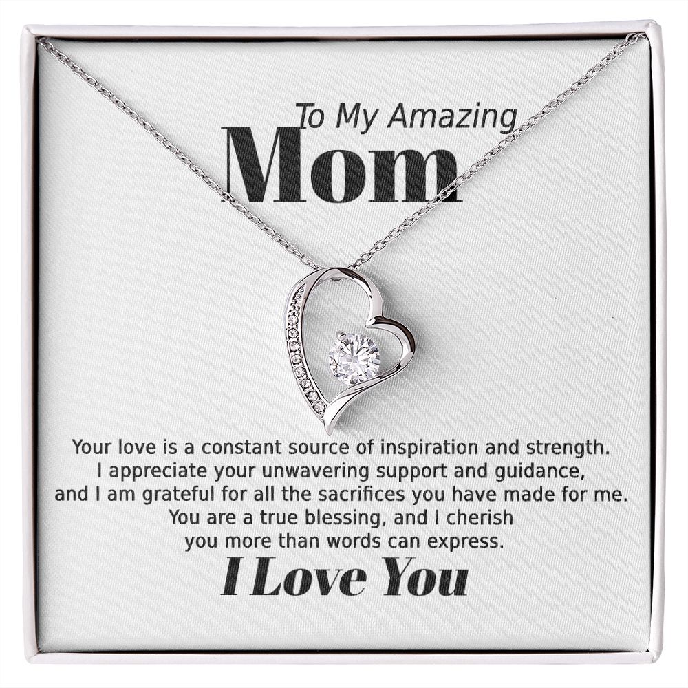 Mom Inspiration and Strength Forever Love Heart Necklace Gift In Gold or Silver