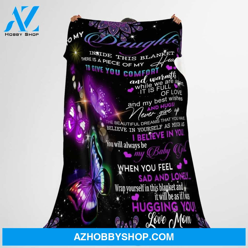 Mom Letter Butterfly to Daughter Fleece Blanket Gift for Daughter