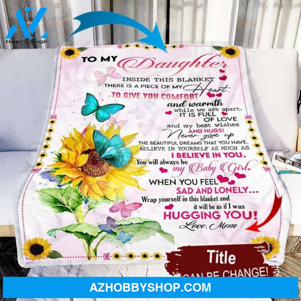 Mom Letter To Daughter Butterfly Fleece Blanket Gift for Daughter