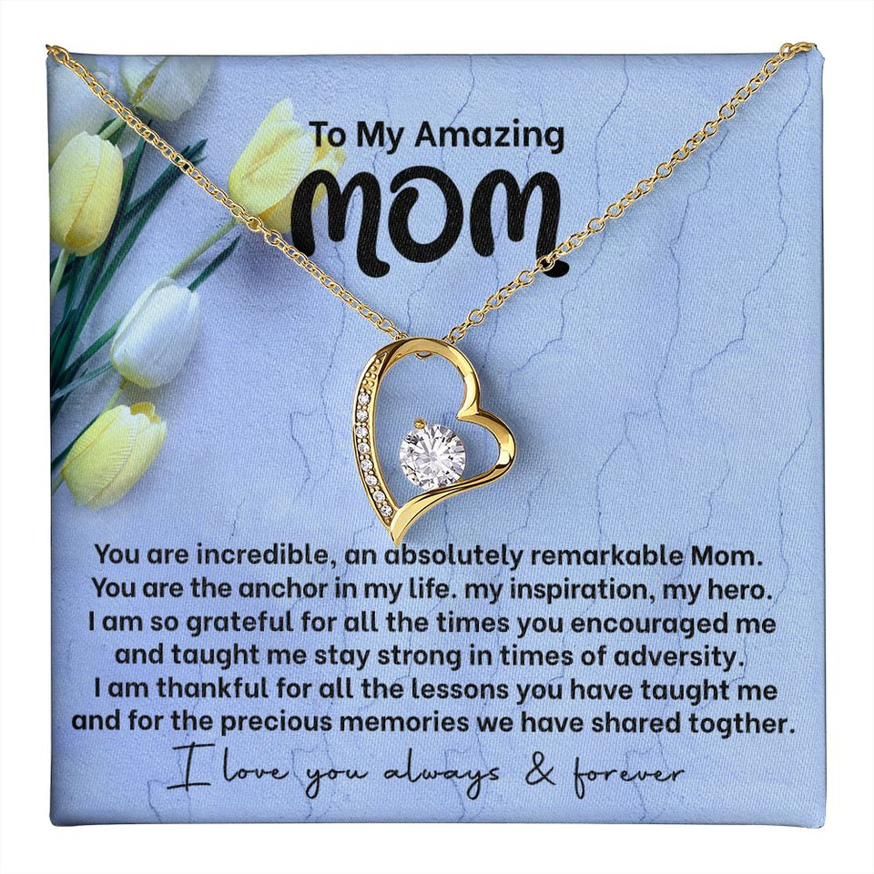 Mom My Anchor Forever Love Heart Necklace