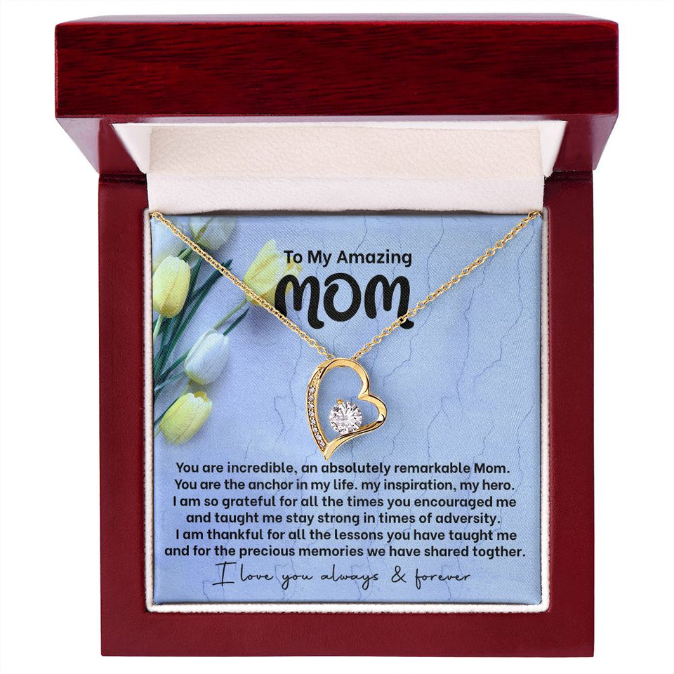 Mom My Anchor Forever Love Heart Necklace