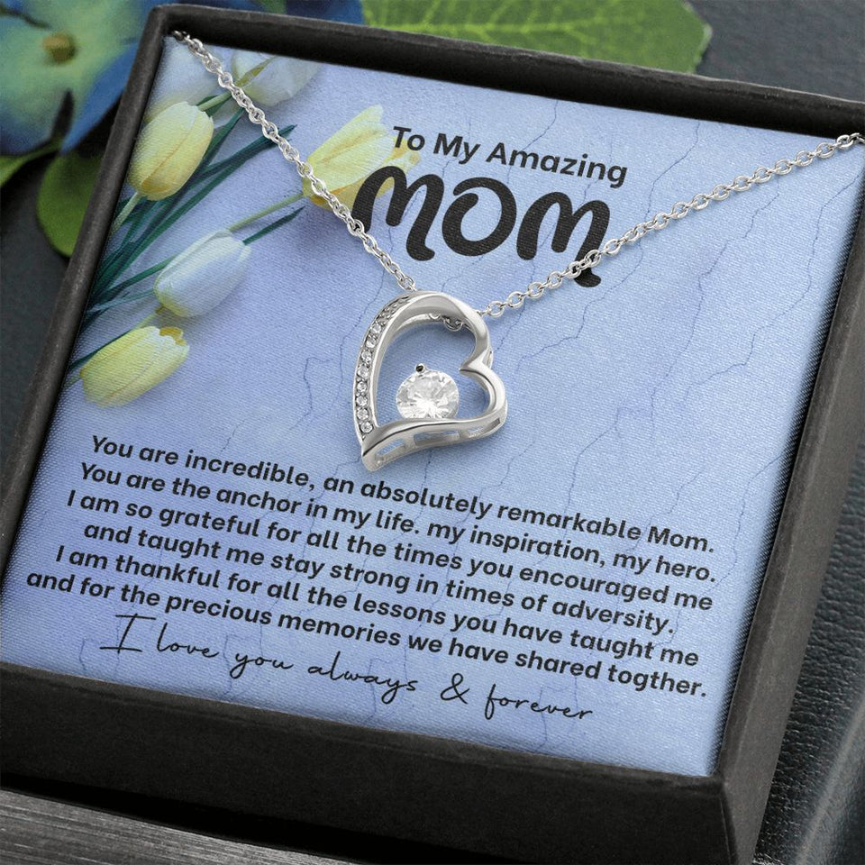 Mom My Anchor Forever Love Heart Necklace