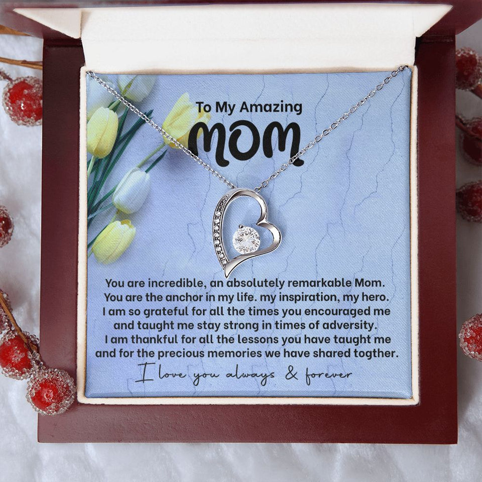 Mom My Anchor Forever Love Heart Necklace