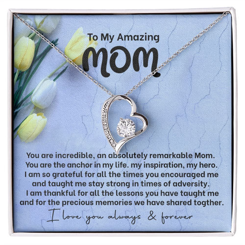 Mom My Anchor Forever Love Heart Necklace