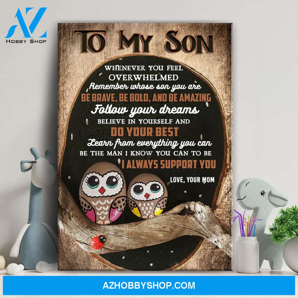 Mom my son - Owl mom and son - Believe in yourself and do your best - Family Portrait Canvas Prints, Wall Art