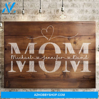 Mom Names Wood-Inspired Premium Canvas