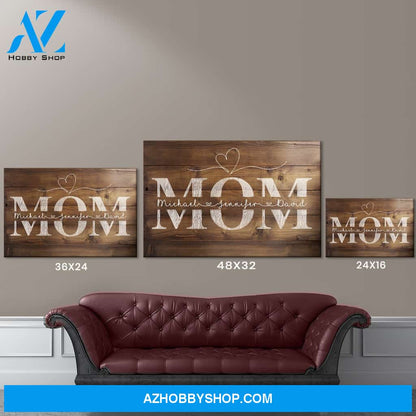 Mom Names Wood-Inspired Premium Canvas