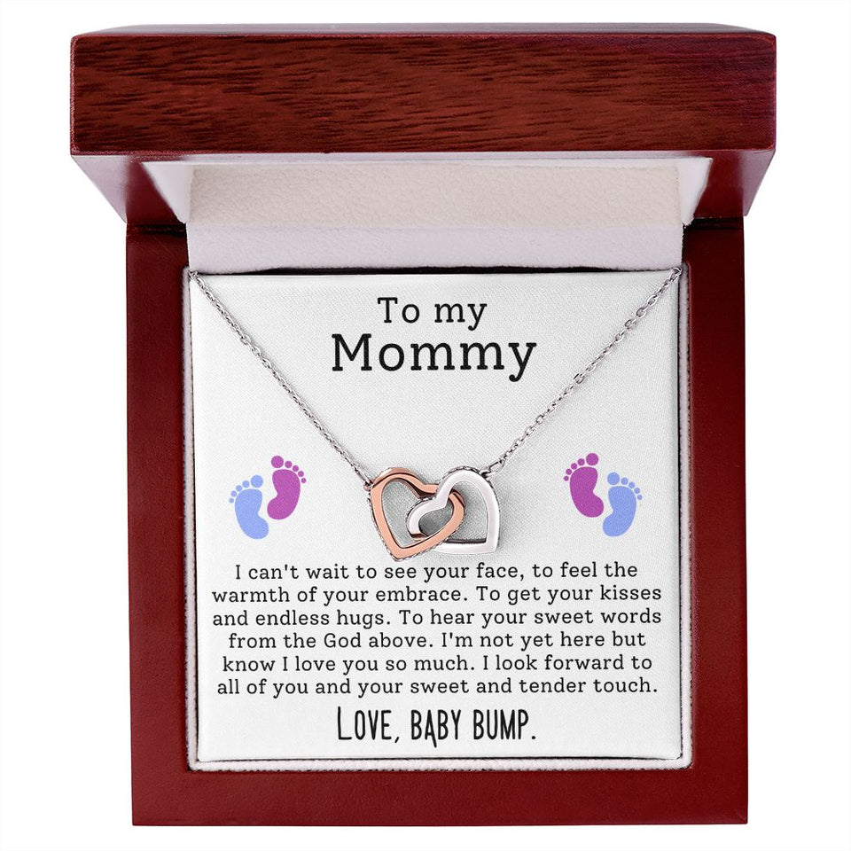 Mom To Be Pregnancy Baby Feet - Interlocking Hearts Necklace