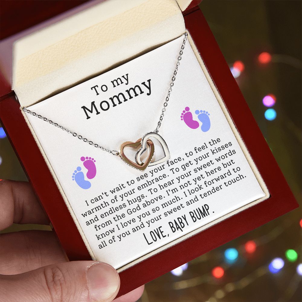 Mom To Be Pregnancy Baby Feet - Interlocking Hearts Necklace