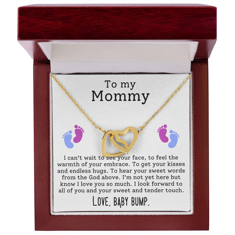Mom To Be Pregnancy Baby Feet - Interlocking Hearts Necklace