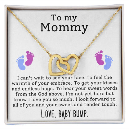 Mom To Be Pregnancy Baby Feet - Interlocking Hearts Necklace