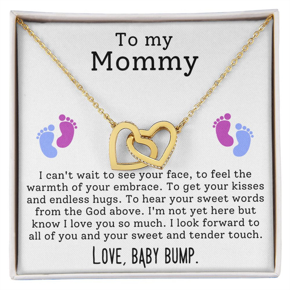 Mom To Be Pregnancy Baby Feet - Interlocking Hearts Necklace