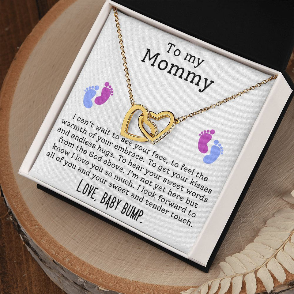 Mom To Be Pregnancy Baby Feet - Interlocking Hearts Necklace