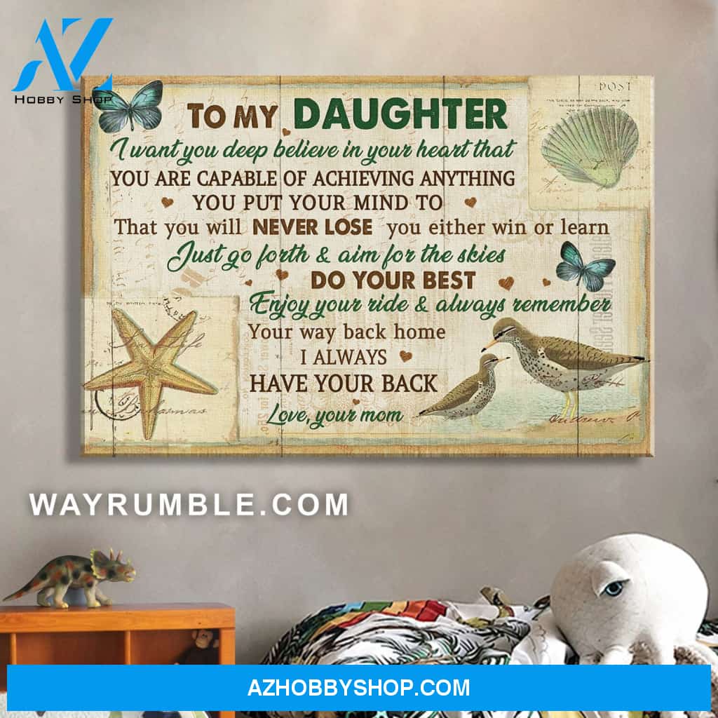 Mom to daughter - At the beach - I always have your back - Landscape Canvas Prints, Wall Art