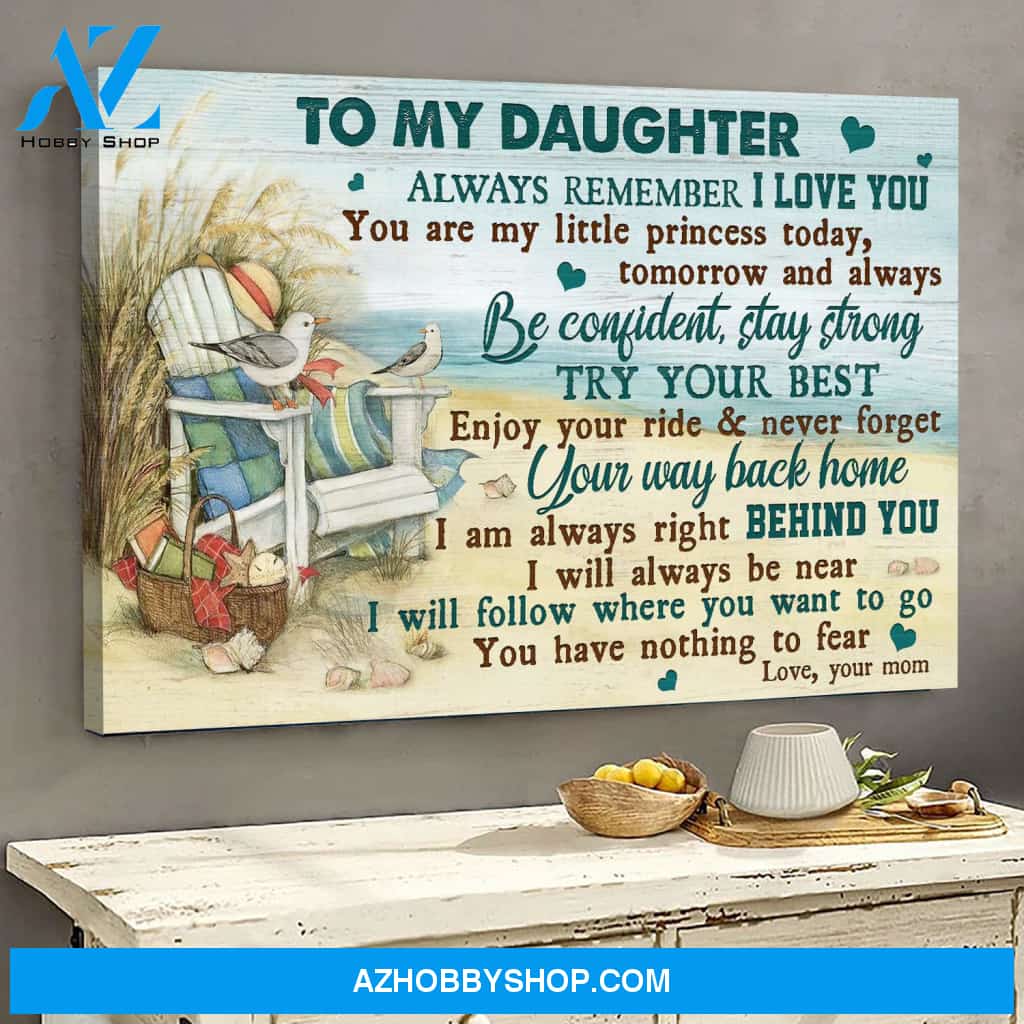 Mom to daughter - Beach chair - Always remember I love you - Family Landscape Canvas Prints, Wall Art