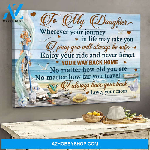 Mom to daughter - Beach landscape - I always have your back - Landscape Canvas Prints, Wall Art