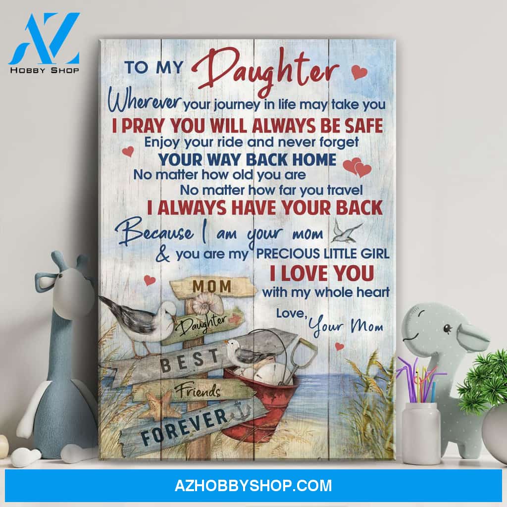 Mom to daughter - Beach scenery - I love you with my whole heart - Family Portrait Canvas Prints, Wall Art