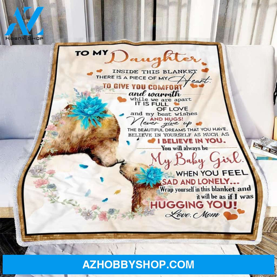 Mom To Daughter Bear Fleece Blanket Gift for Daughter
