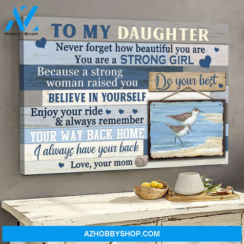 Mom to daughter - Birds at the beach - Believe in yourself - Family Landscape Canvas Prints, Wall Art