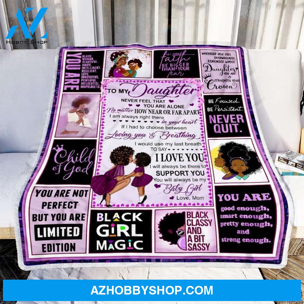 Mom To Daughter Black Women Fleece Blanket Gift for Daughter