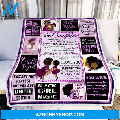 Mom To Daughter Black Women Fleece Blanket Gift for Daughter