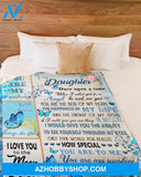Mom To Daughter Butterfly Love You Moon And Back Fleece Blanket