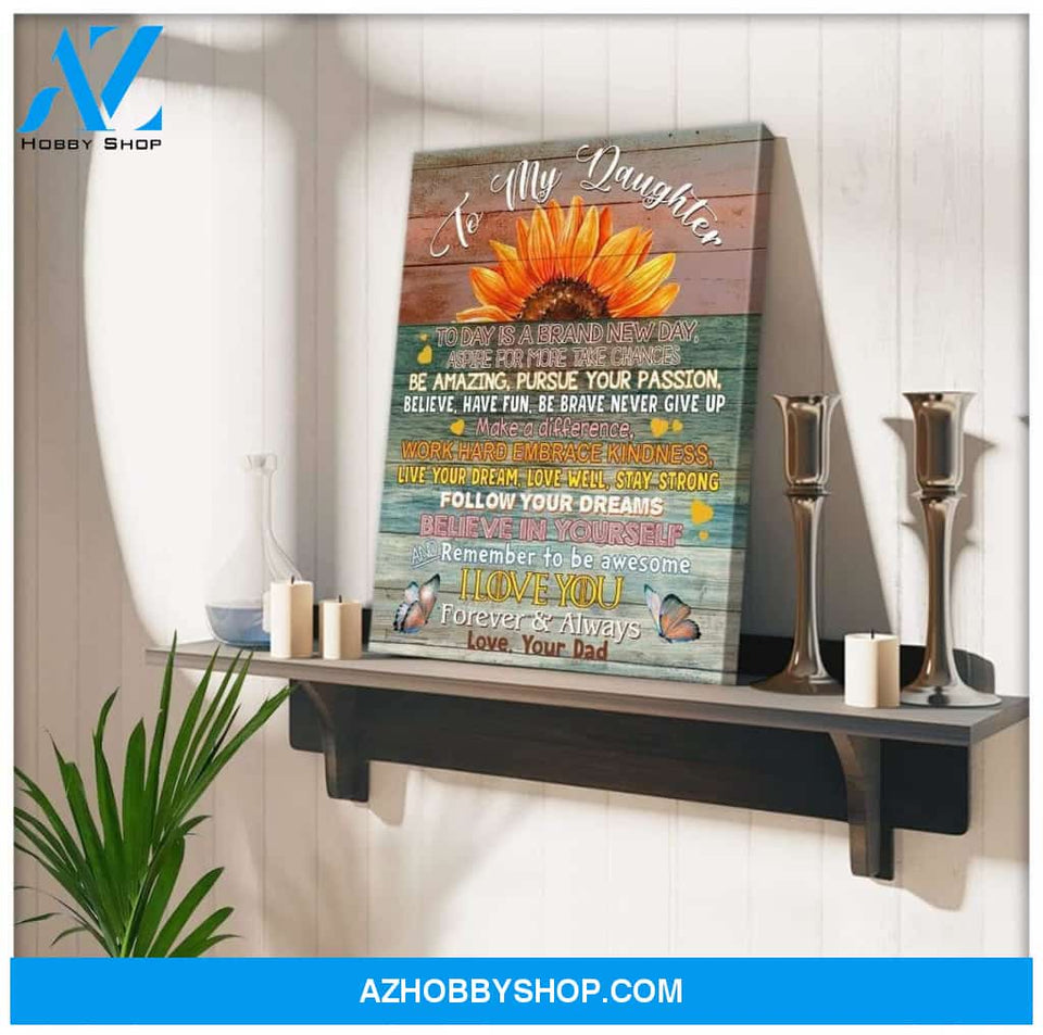 Mom To Daughter Follow Your Dreams Sunflower Family Wall Art Canvas