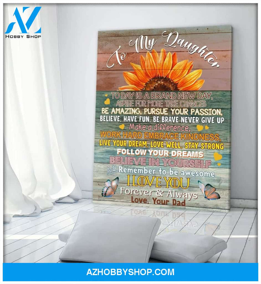 Mom To Daughter Follow Your Dreams Sunflower Family Wall Art Canvas