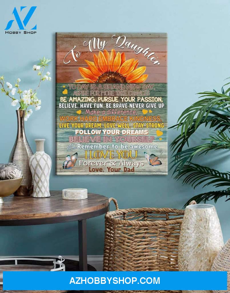 Mom To Daughter Follow Your Dreams Sunflower Family Wall Art Canvas