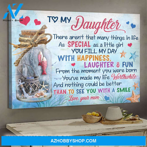 Mom to daughter - Glass Jar - You fill my day with happiness - Family Landscape Canvas Prints, Wall Art