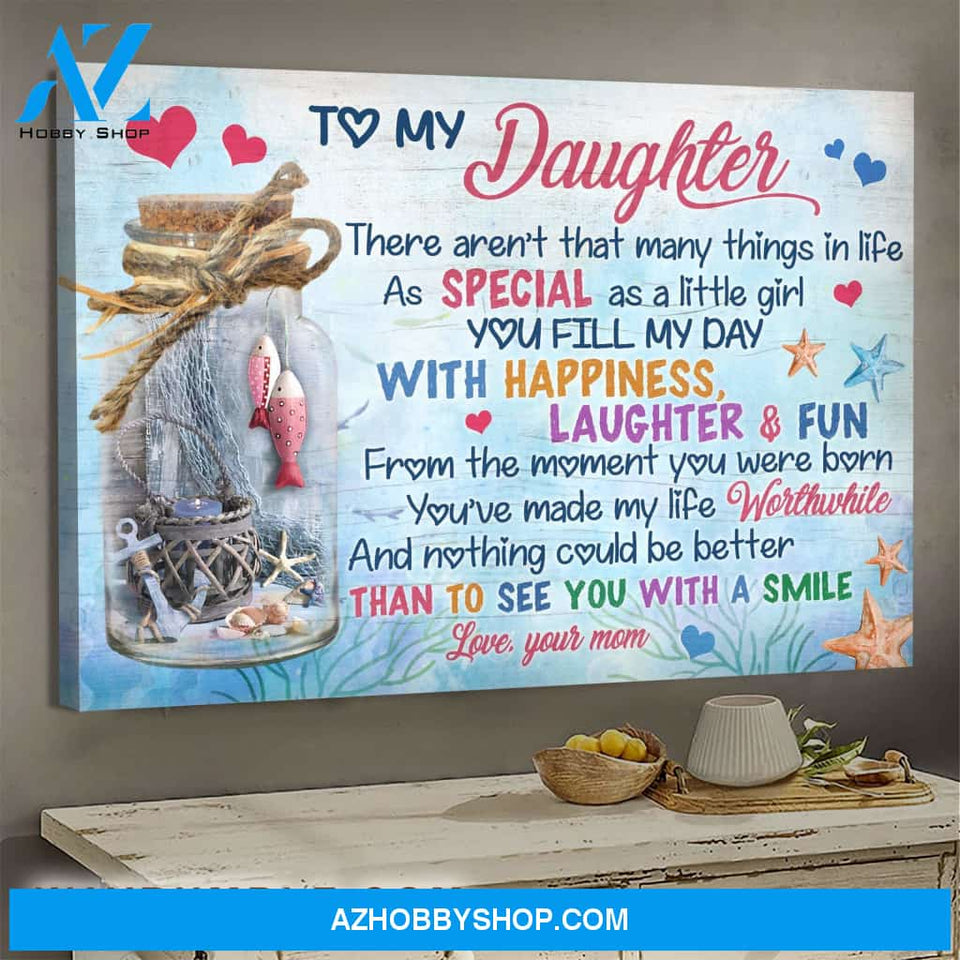 Mom to daughter - Glass Jar - You fill my day with happiness - Family Landscape Canvas Prints, Wall Art