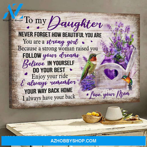 Mom to daughter - Lavender basket and hummingbird - Enjoy your ride & always remember your way back home - Family Landscape Canvas Prints, Wall Art