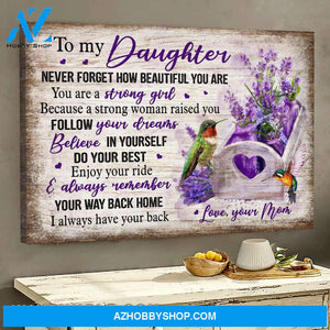 Mom to daughter - Lavender basket and hummingbird - Enjoy your ride & always remember your way back home - Family Landscape Canvas Prints, Wall Art