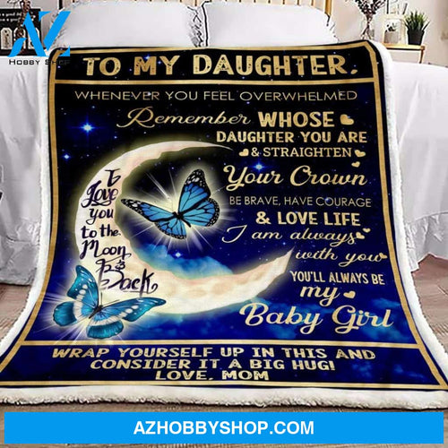 Mom To Daughter Love You To The Moon Fleece Blanket Gift for Daughter