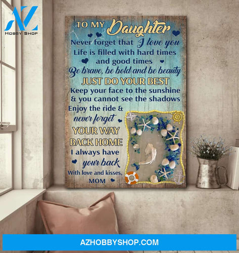 Mom to daughter - Mermaid and seashell - Enjoy your ride & Never forget your way back home - Family Portrait Canvas Prints, Wall Art