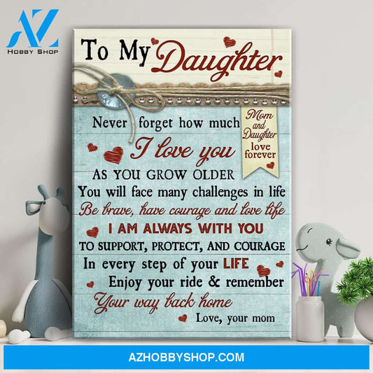 Mom to daughter - Never forget that how much I love you - Family Portrait Canvas Prints, Wall Art