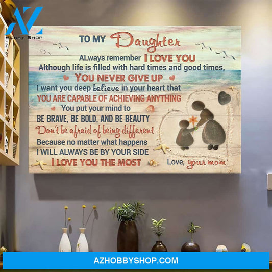 Mom to daughter - Pebble mother and daughter - Always remember that I love you - Family Landscape Canvas Prints, Wall Art