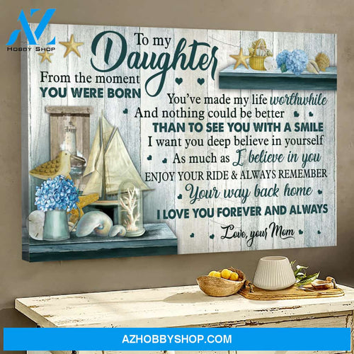 Mom to daughter - Seashell - You've made my life worthwhile - Family Landscape Canvas Prints, Wall Art