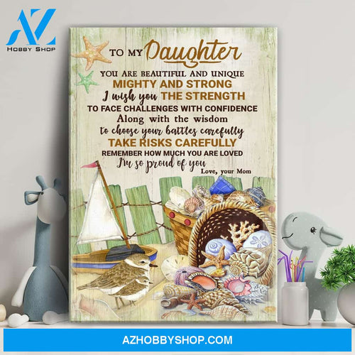 Mom to daughter - Seashells - You're beautiful and unique - Family Portrait Canvas Prints, Wall Art
