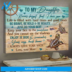 Mom to daughter - Turtle at the beach - Never forget that I love you- Family Landscape Canvas Prints, Wall Art