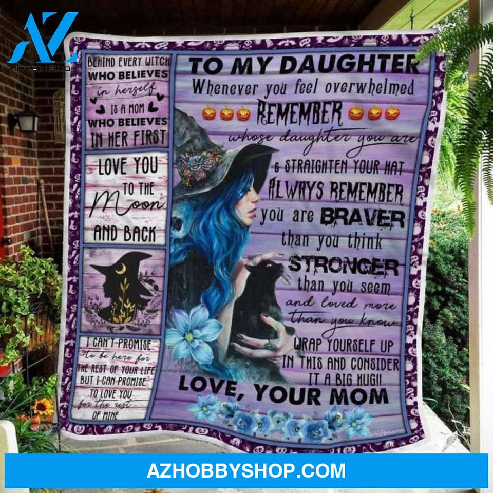 Mom To Daughter Witch Girl Letter To Daughter Halloween Fleece Blanket - Sherpa Blanket