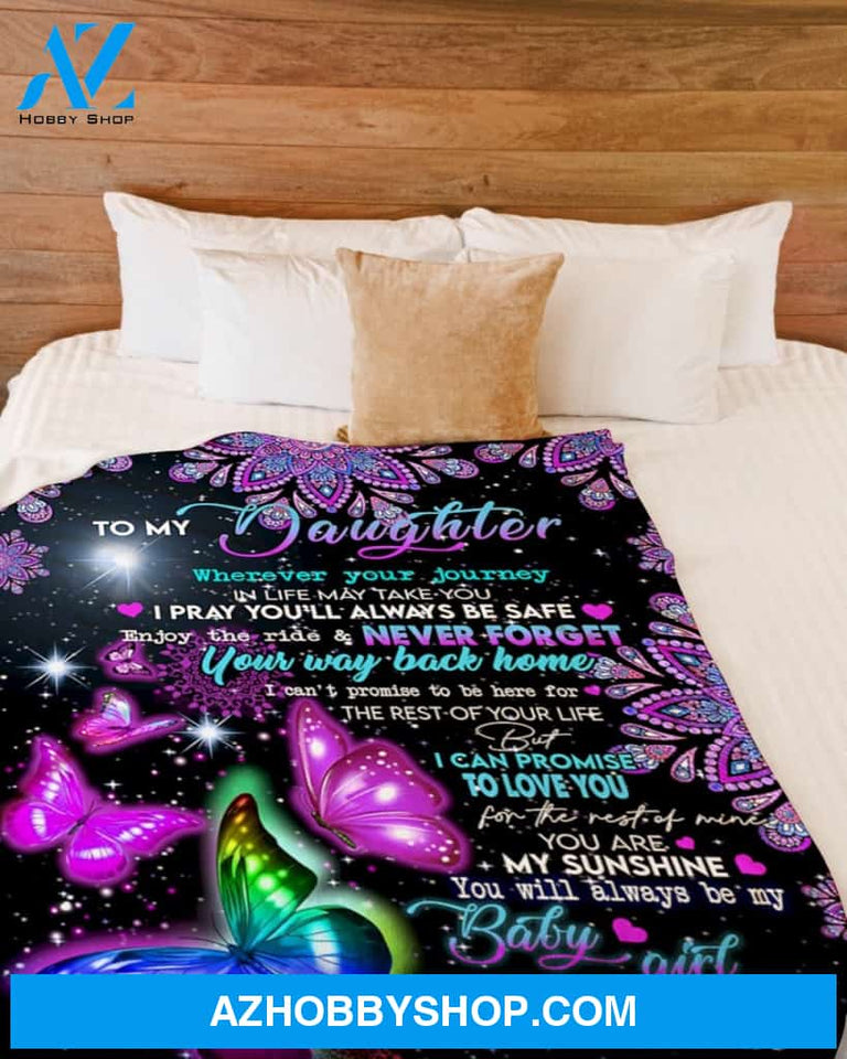 Mom To Daughter You Are My Sunshine Butterfly Fleece Blanket