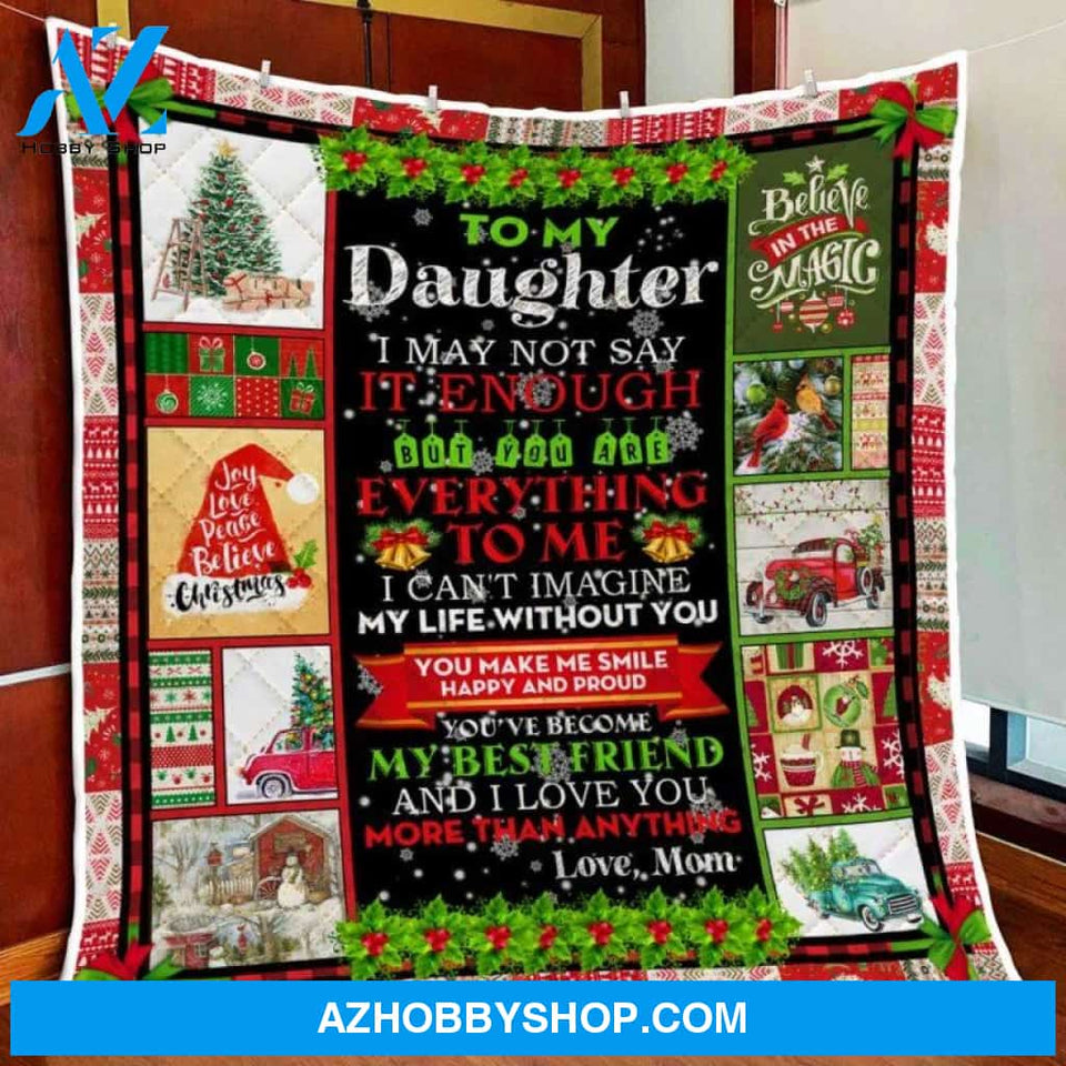Mom To My Daughter Christmas Fleece Blanket