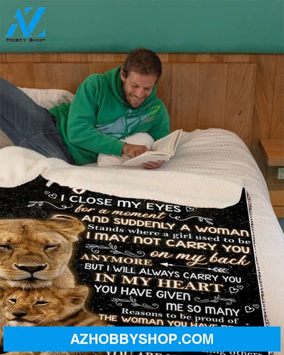 Mom To My Daughter Lion Blanket Close My Eyes Fleece Blanket