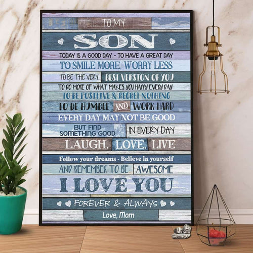 Mom To My Son I Love You Paper Poster No Frame Matte Canvas Wall Decor