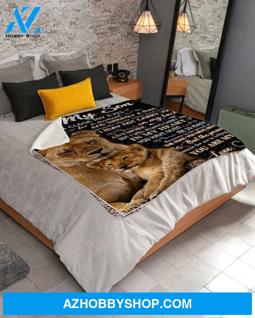 Mom To My Son Lion Blanket Close My Eyes Fleece Blanket Unique Gifts